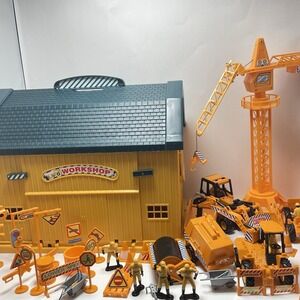 VTG 1996 New Ray Work Shop Play Set Barn Toys W Accessories & Vehicles 48 Pieces